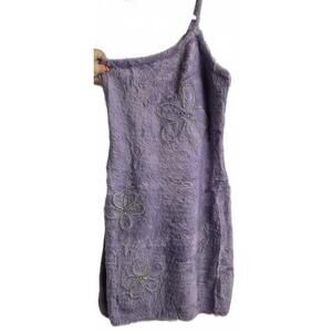 For Love & Lemons Purple Fuzzy Dress with Embellished Flower
